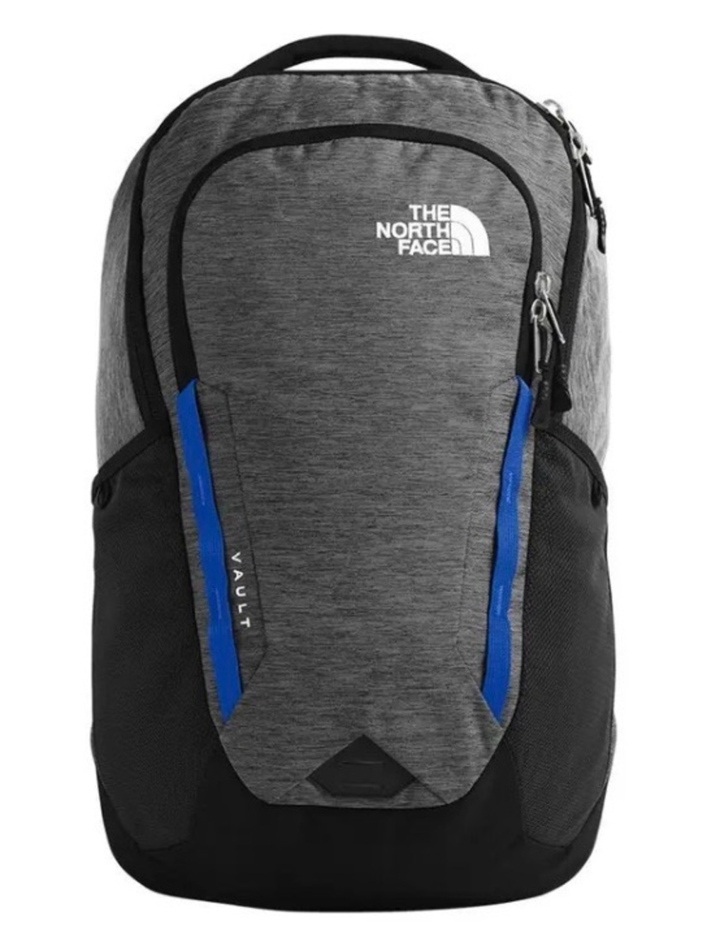 The North Face Vault Backpack Grey Heather with Blue Piping Accents EUC
